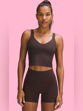 LULULEMON Women's Cropped V-Neck Active Tank Top in Dark Brown align size 0